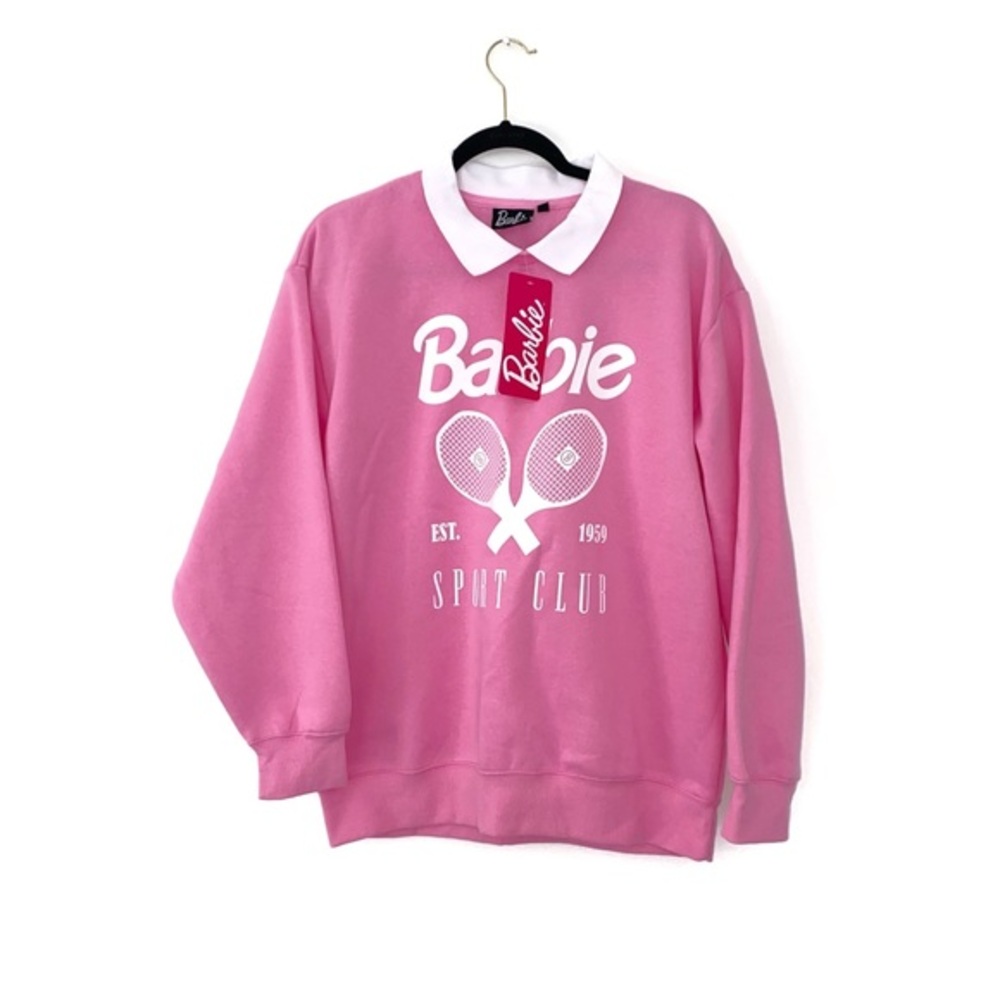Barbie Mattel Sport Club Polo Collar Pullover Sweater Pink size L